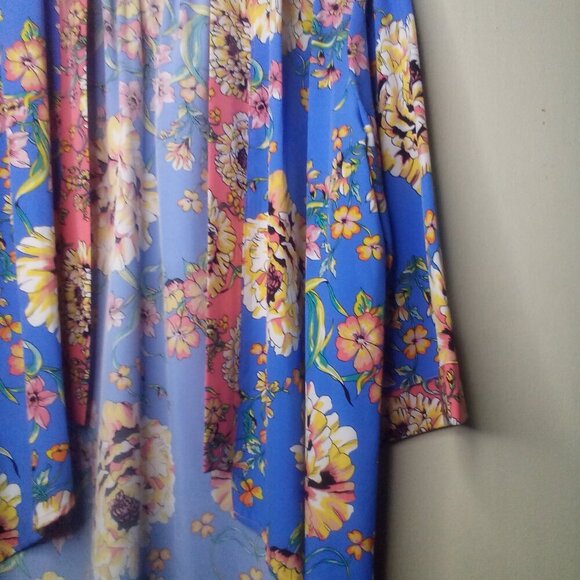 Seven Forty Two Open Blouse Cardigan L Half Sleeve Floral Colorful - Picture 5 of 15